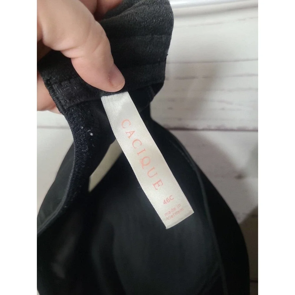 Cacique Black Full Coverage Adjustable Straps Underwire T-Shirt Bra Size 46C - Picture 3 of 3